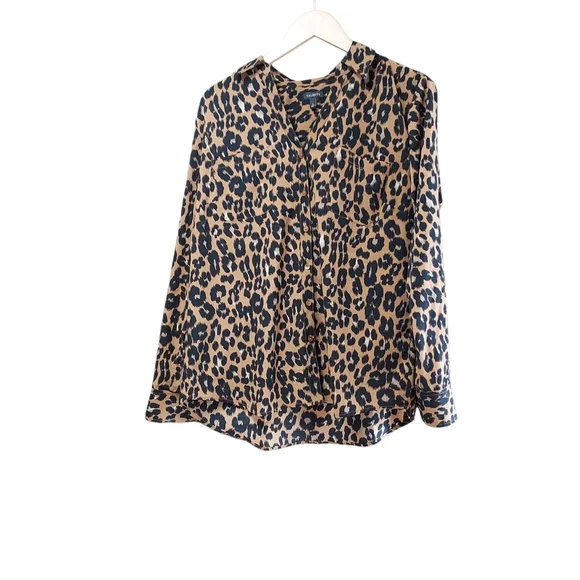 Talbots Cheetah Print Button Down Long Sleeve Womens Top Size Large - Picture 5 of 15